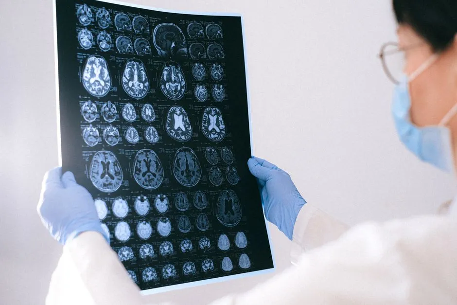 Doctor reviewing an MRI scan of a human brain